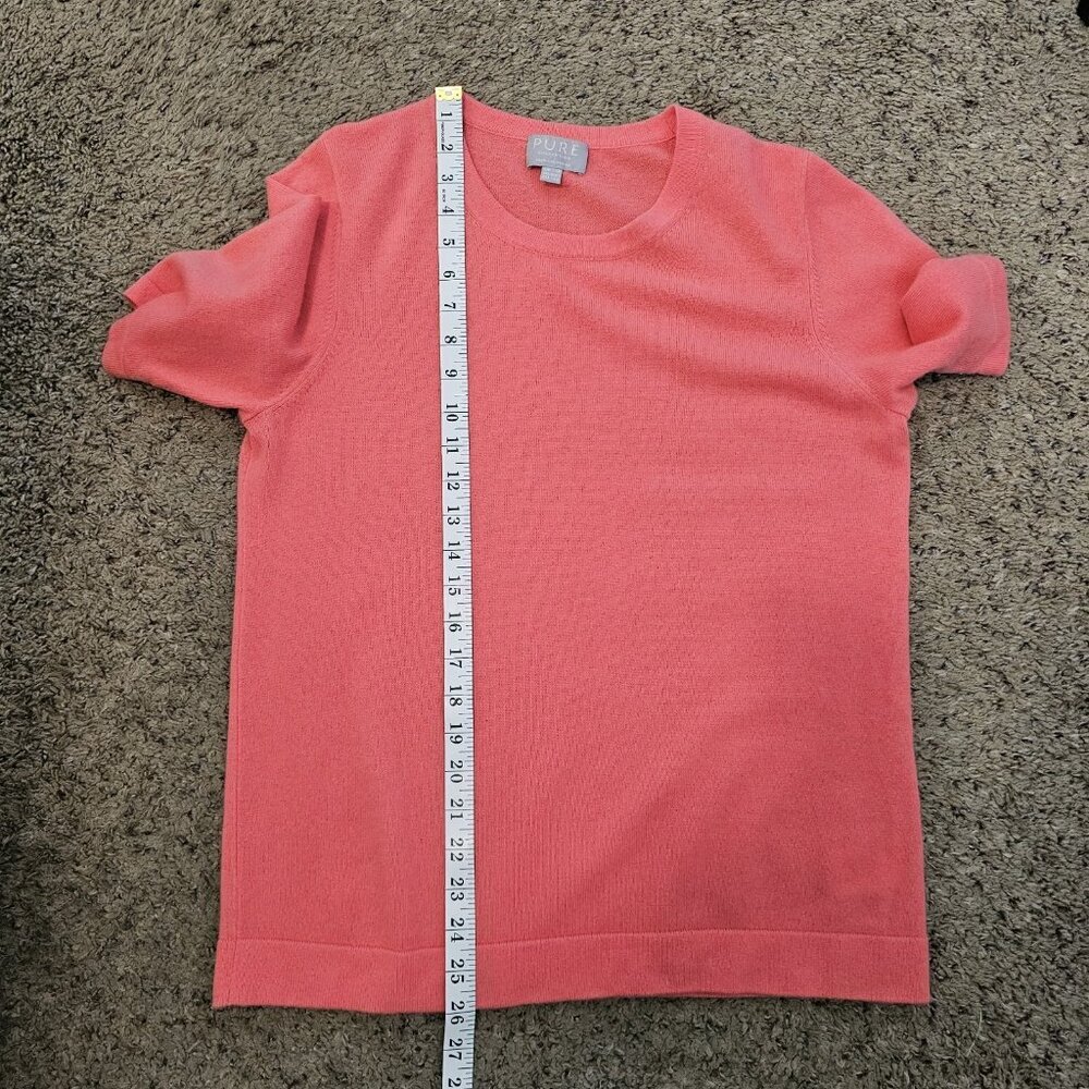 PURE Collection Pink 100% Cashmere Soft Popover Short Sleeve Sweater US 8/10 - Picture 9 of 9